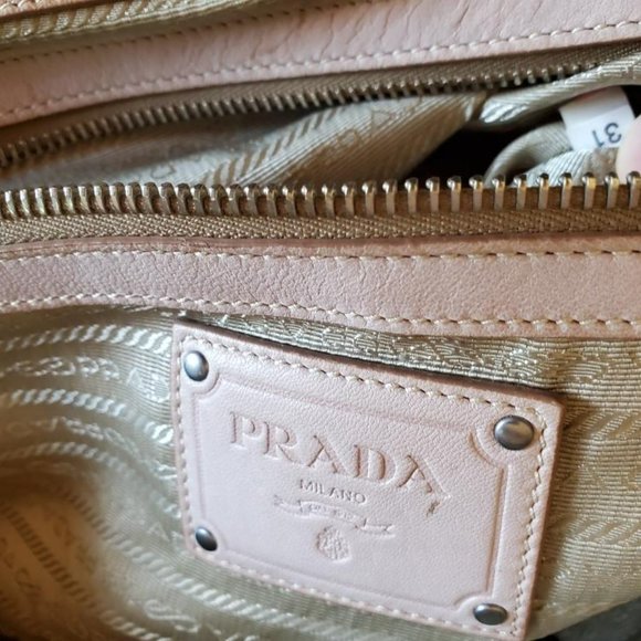 Prada XL bag beige peach Pink orange Leather double handle Tote tie dyed edition - Picture 16 of 16